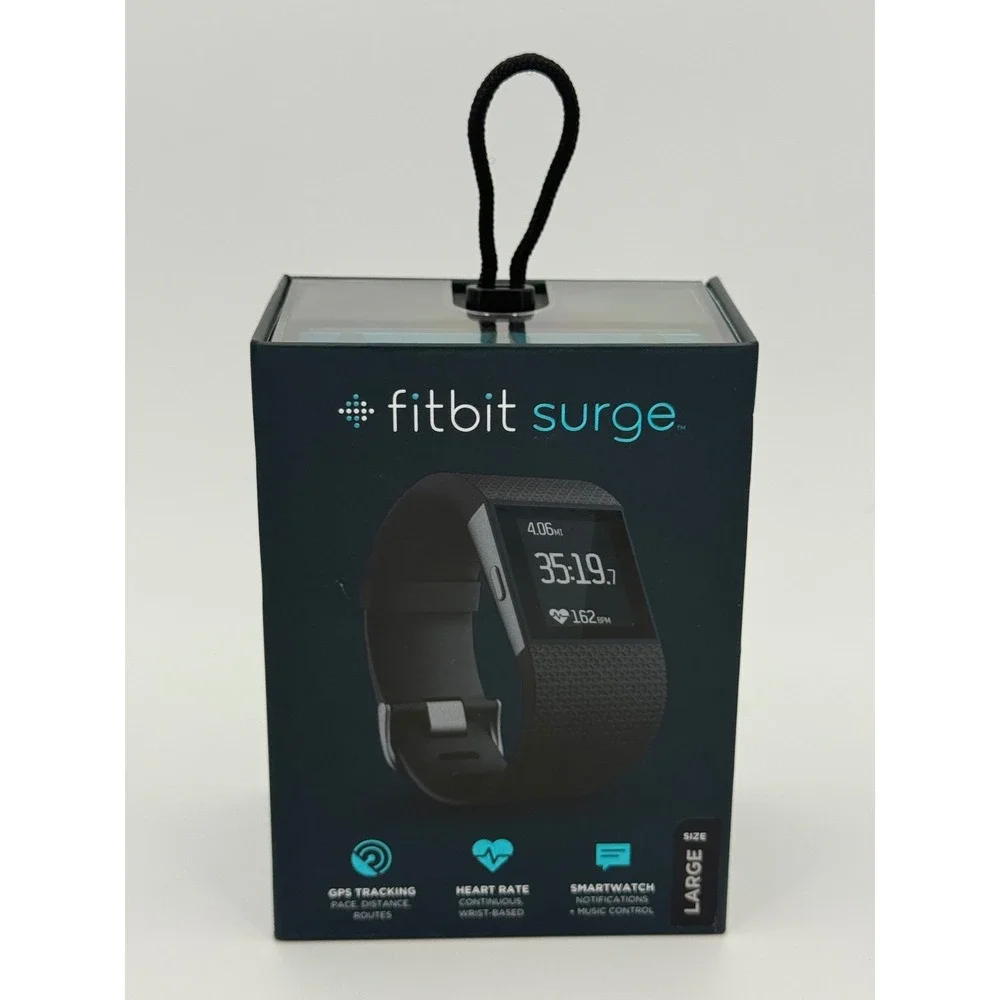 Fitbit Surge Fitness Superwatch Black Size Large GPS Heart Rate FB501BKL New